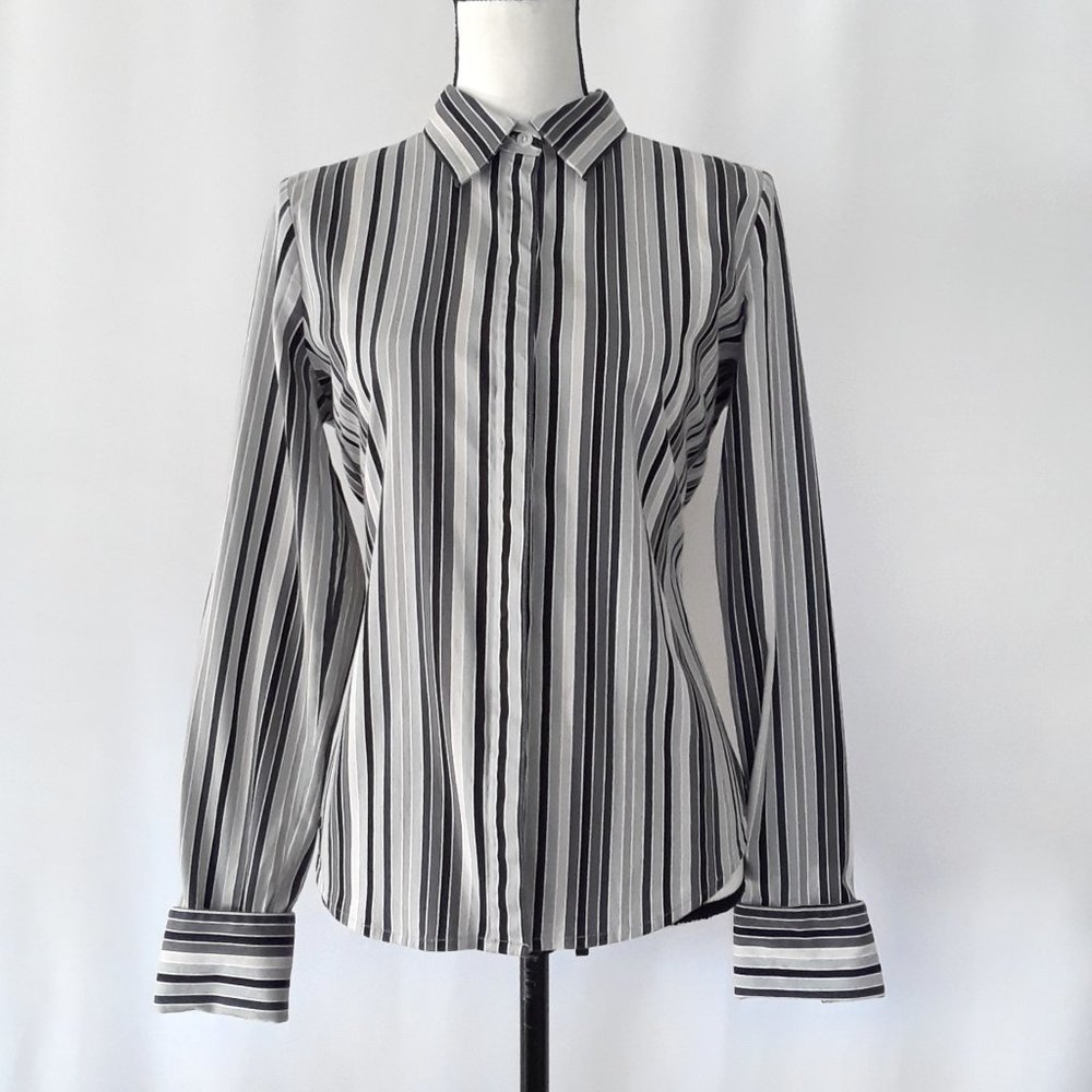 Old Navy Stretch Striped Cufflink Sleeve Tailored Shirt